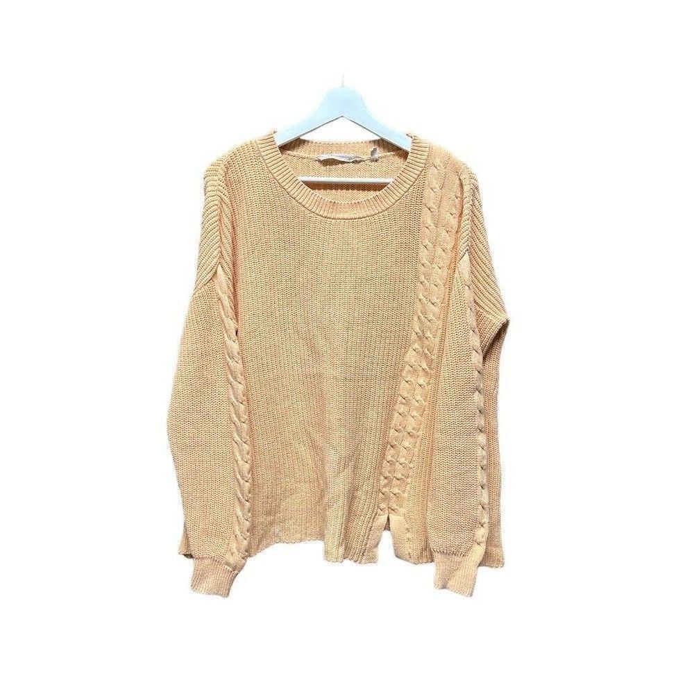 Soft Surroundings Crew SweaterβWomens L Cantaloupe Cotton Cable KnitβPullover